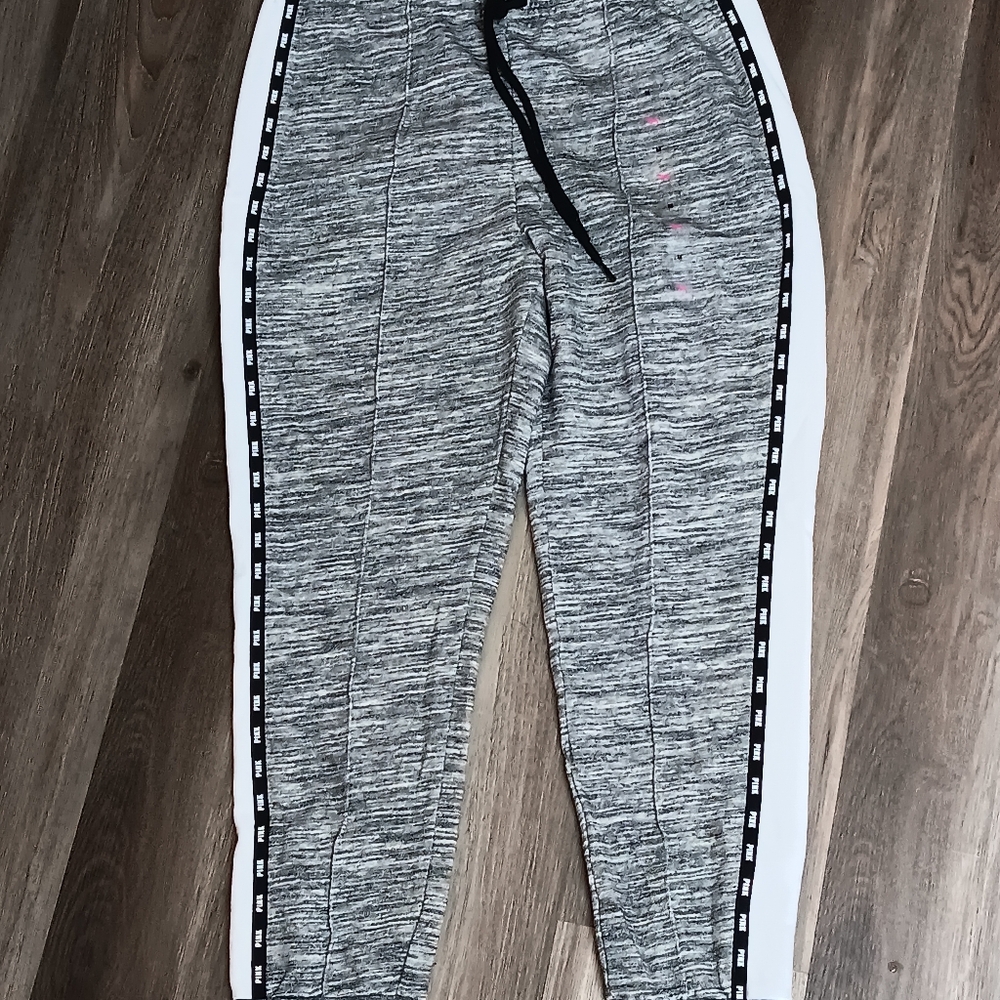 NWT PINK Victoria's Secret RARE Marbled Gray Jogger Sweatpants Iridescent Bling - Picture 6 of 8